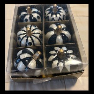 Mackenzie-Childs Courtly Check Capiz Decorative Pumpkins (6) NIB.